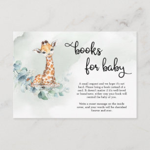 Carte D'accompagnement Boho vert eucalyptus wreath girafe demande de livr