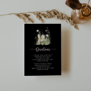 Carte D'accompagnement Boho vert Fleur sauvage noir Mariage directions