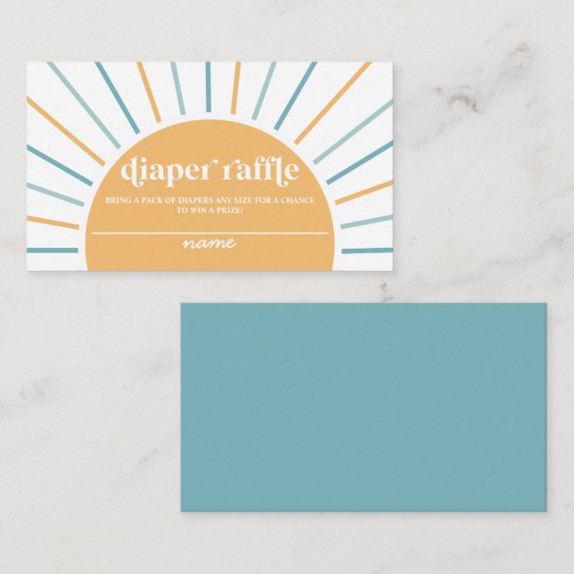Carte D'accompagnement Boho Voici le fils Baby shower Déchets Raffle (Devant / Derrière)