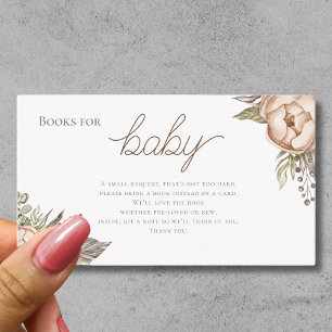 Carte D'accompagnement Boho Watercolor Floral Books for Baby shower