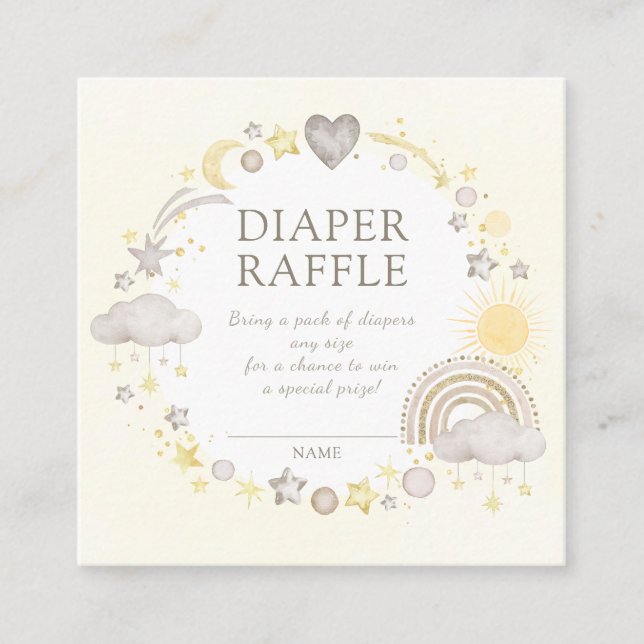 Carte D'accompagnement Boho Watercolor Rainbow Diaper Raffle (Devant)