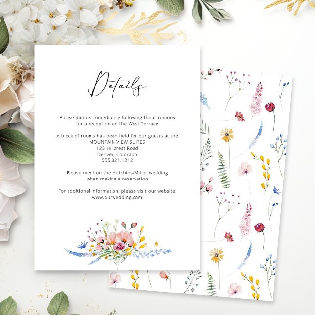 Carte D'accompagnement Boho Watercolor Wildflower Calligraphy Wedding (Créateur téléchargé)
