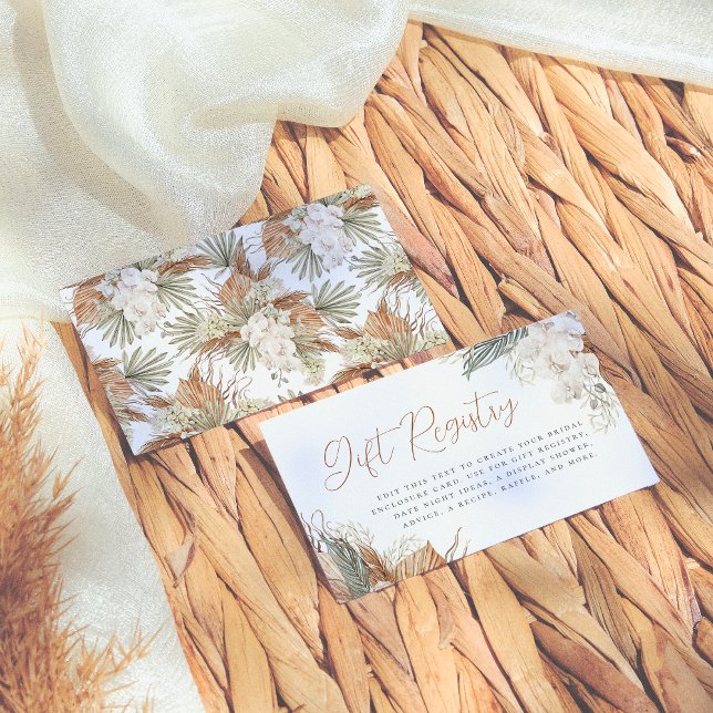 Carte D'accompagnement Boho White Orchid & Pampas Grass Fête des mariées (Créateur téléchargé)