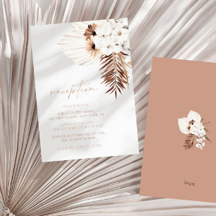 Carte D'accompagnement Boho White Orchids Pampas Grass Mariage Réception