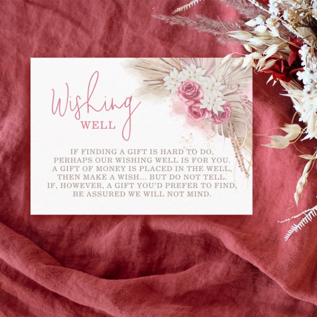 Carte D'accompagnement Boho Wishing well Pampas Grass Baby shower (Créateur téléchargé)