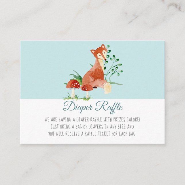 Carte D'accompagnement Boho Woodland Boy Fox Baby shower Déchets Raffle (Devant)