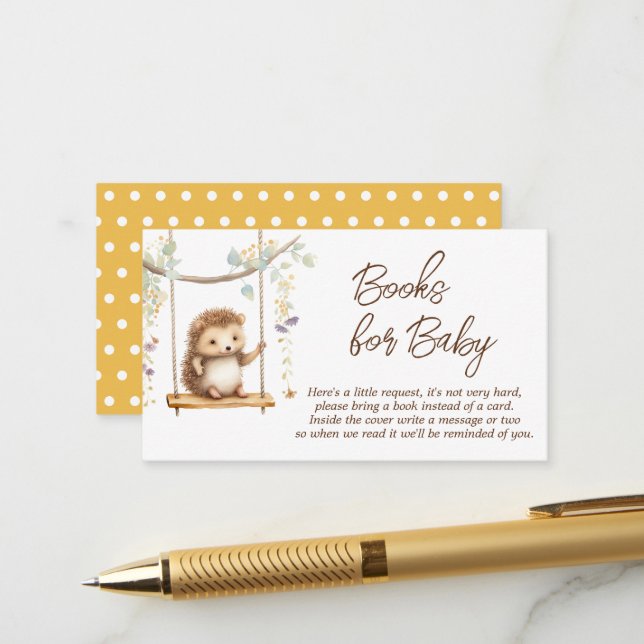 Carte D'accompagnement Boho Woodland Hérisson Baby shower Livres Pour Béb (Devant/Arrière en situation)