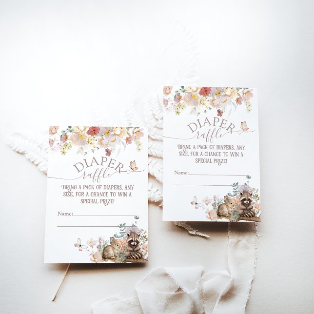 Carte D'accompagnement Bois animal floral fille Baby shower couche Enc (Créateur téléchargé)