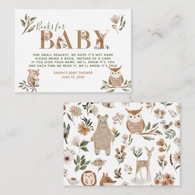 Carte D'accompagnement Bois Animaux Baby shower Boho Demande de réservati (Devant / Derrière)