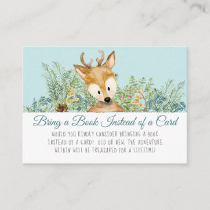 Carte D'accompagnement Bois Animaux Cerfs Bébé Garçon Apportez un livre