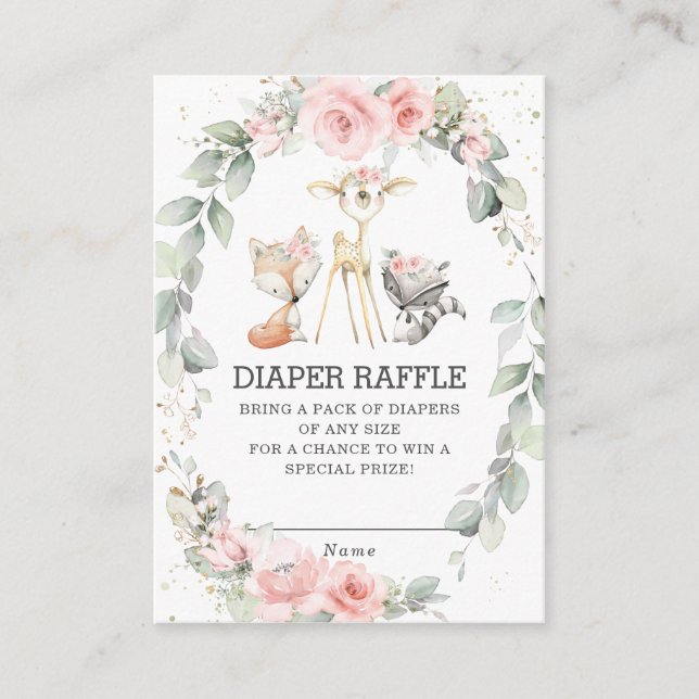 Carte D'accompagnement Bois Animaux Floral Greenery Raffle de couches (Devant)