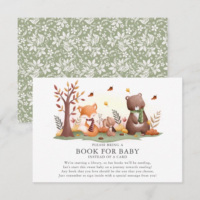 Carte D'accompagnement Bois Animaux Livre pour bébé (Devant / Derrière)