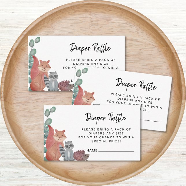 Carte D'accompagnement Bois Animaux Louvetterie Raffle Baby shower bébé (Créateur téléchargé)