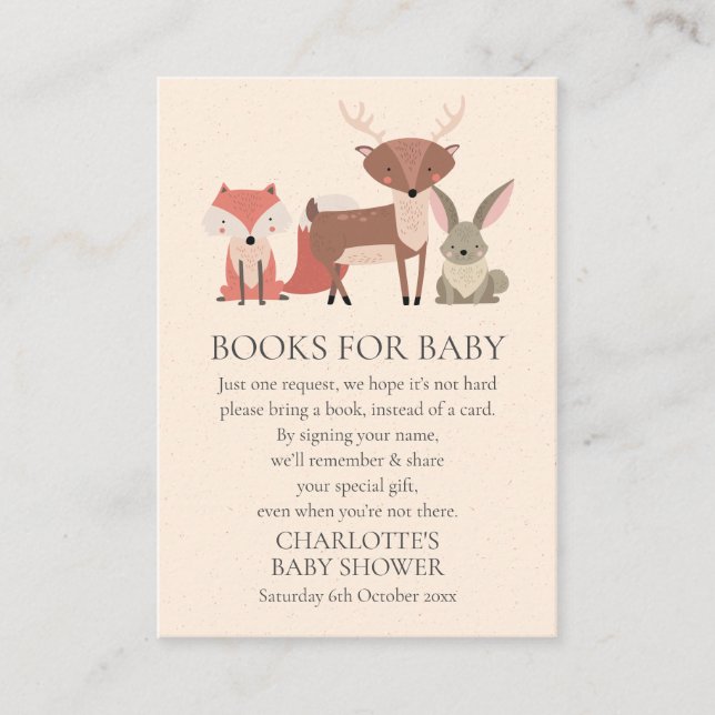 Carte D'accompagnement Bois Animaux Réserver Demander Baby shower foresti (Devant)