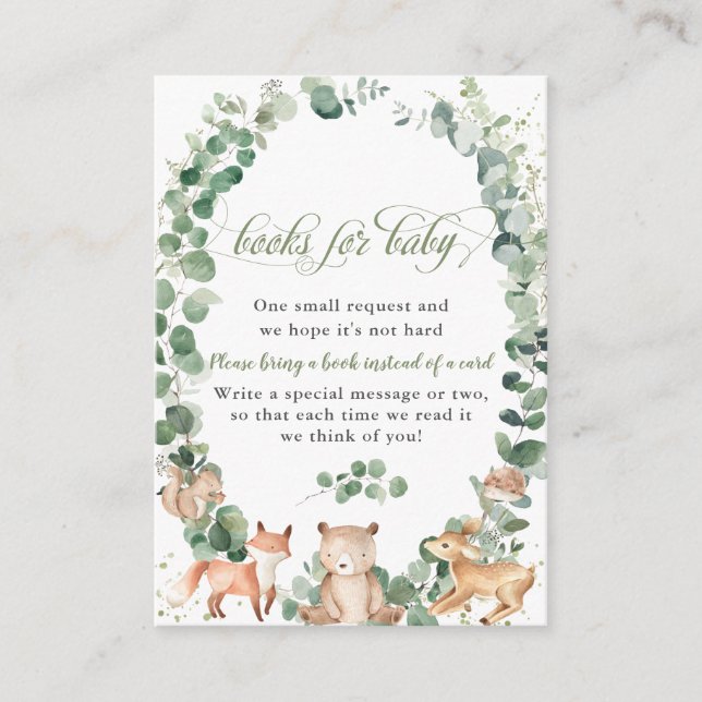 Carte D'accompagnement Bois Animaux Végétation Apportez un livre pour béb (Devant)