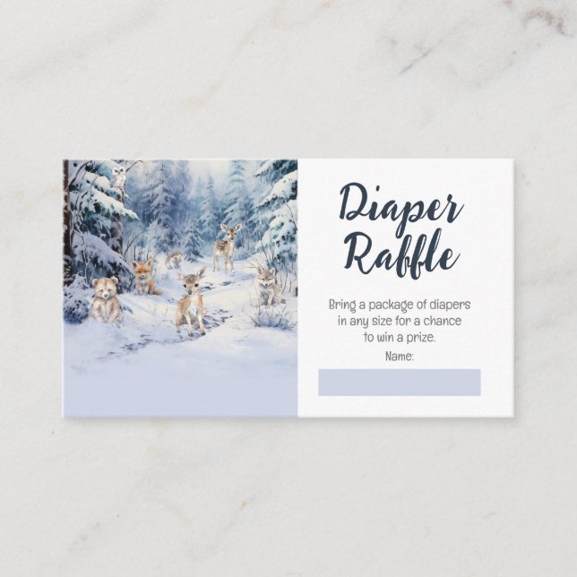 Carte D'accompagnement Bois Bébé Animaux Hiver Bébé Moissonneuse Raffle (Devant)