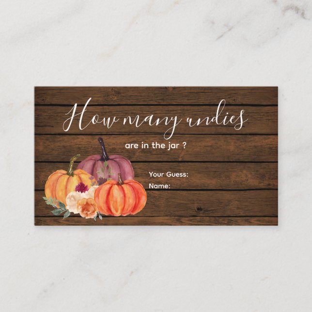 Carte D'accompagnement Bois Brûlé Orange Citrouille Floral Combien de Und (Devant)
