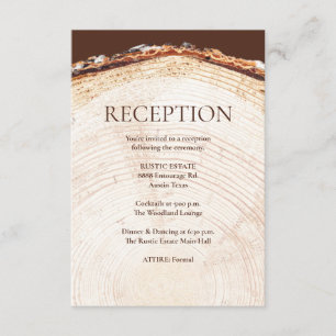 Carte D'accompagnement Bois Design Arbre anneaux Mariage rustique Récepti