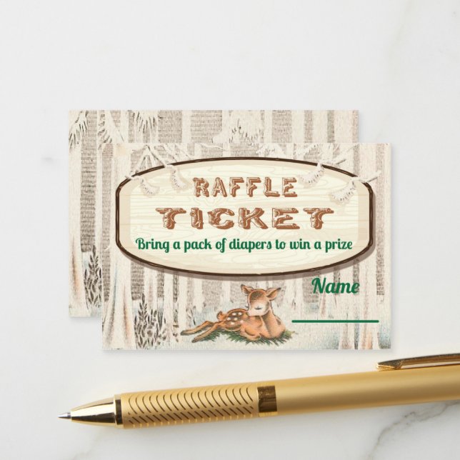 Carte D'accompagnement Bois d'hiver Deer Diaper Billets Raffin (Devant/Arrière en situation)