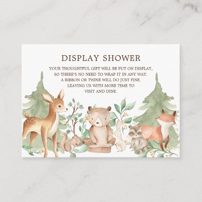 Carte D'accompagnement Bois Forêt Animaux Cadeau Douche (Devant)