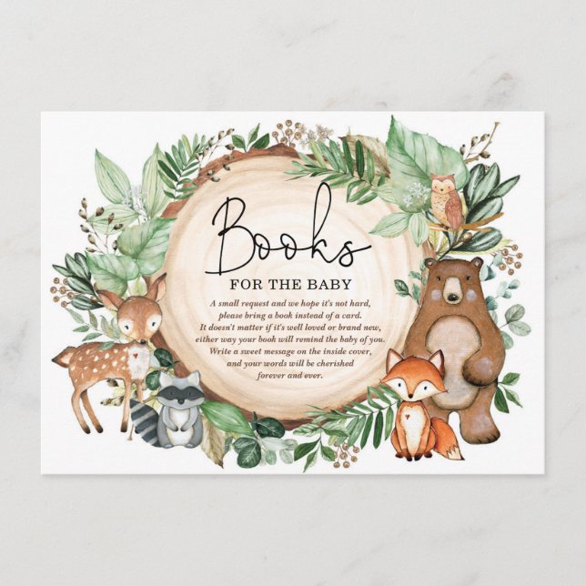 Carte D'accompagnement Bois Forêt de verdure Animaux Livres pour bébé (Devant)