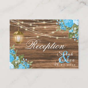 Carte D'accompagnement Bois, lanternes et Baby Blue Flower - Réception