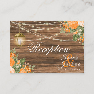 Carte D'accompagnement Bois, lanternes et fleurs orange - Réception
