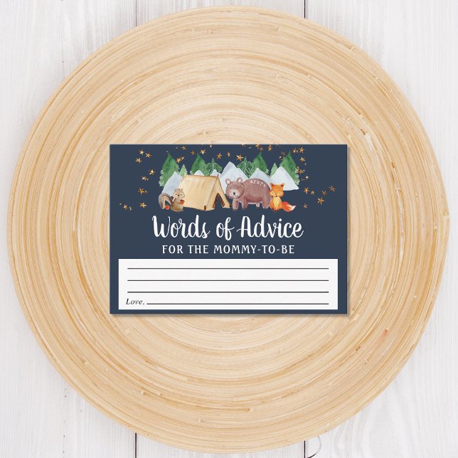 Carte D'accompagnement Bois rustique Animaux de nuit Baby shower de conse (Créateur téléchargé)