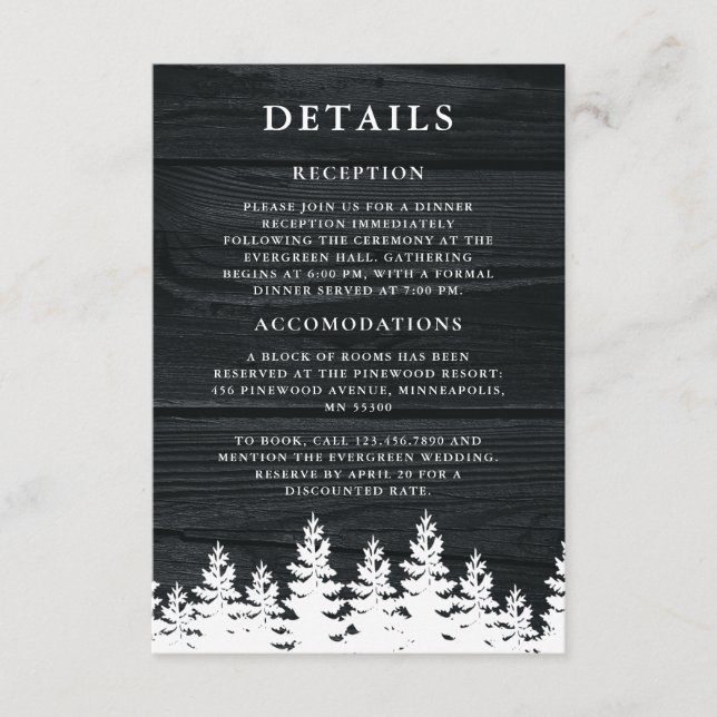 Carte D'accompagnement Bois rustique Automne Automne Mariage d'hiver Code (Devant)