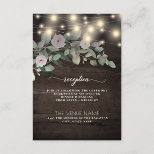 Carte D'accompagnement Bois rustique Luminaires Élégant Boho Réception Ve
