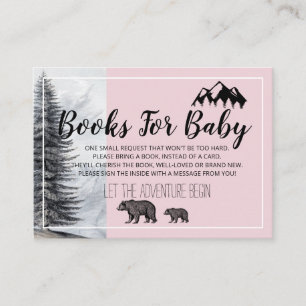 Carte D'accompagnement Bois rustique Ours Baby shower rose par courrier