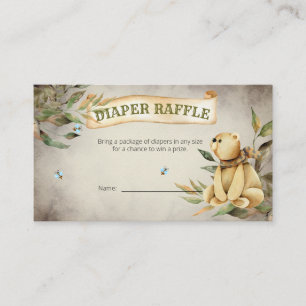 Carte D'accompagnement Bois Teddy Bear Boy Baby shower Déchets Raffle