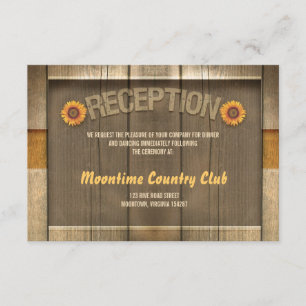 Carte D'accompagnement bois & tournesol mariage design de réception