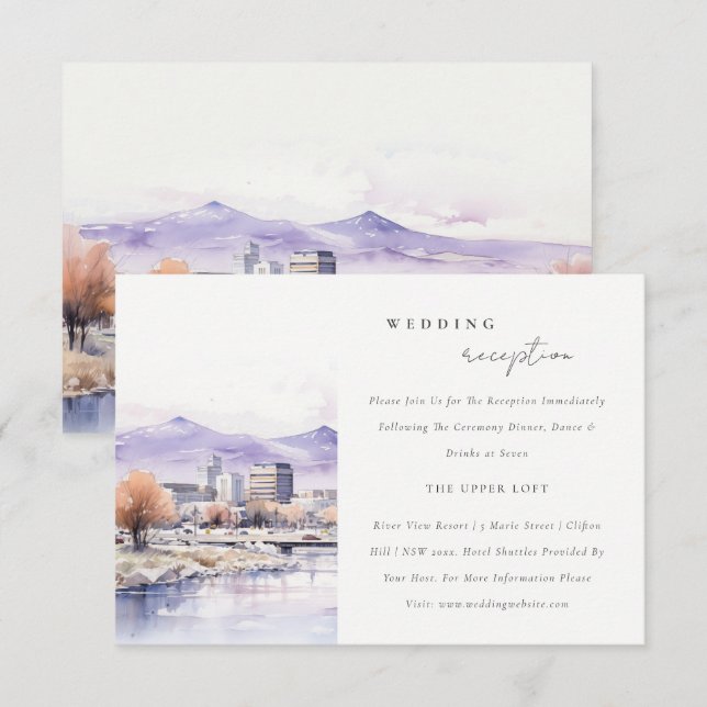 Carte D'accompagnement Boise Idaho Watercolor Landscape Wedding Reception (Devant / Derrière)