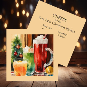 Carte D'accompagnement Boisson Père Noël aquarelle   Boissons de Noël  