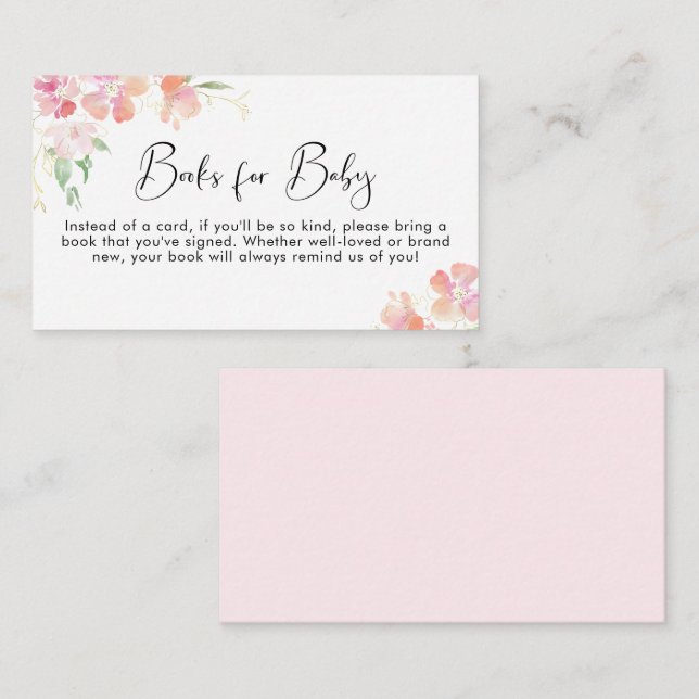 Carte D'accompagnement Boîtes d'aquarelle rose floral pour Baby shower (Devant / Derrière)