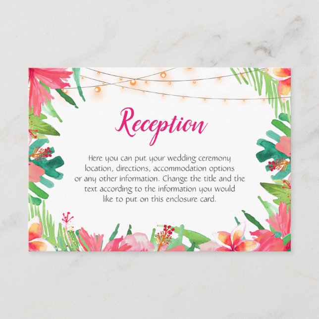 Carte D'accompagnement Boîtier à Mariage floral à chaîne tropicale (Devant)