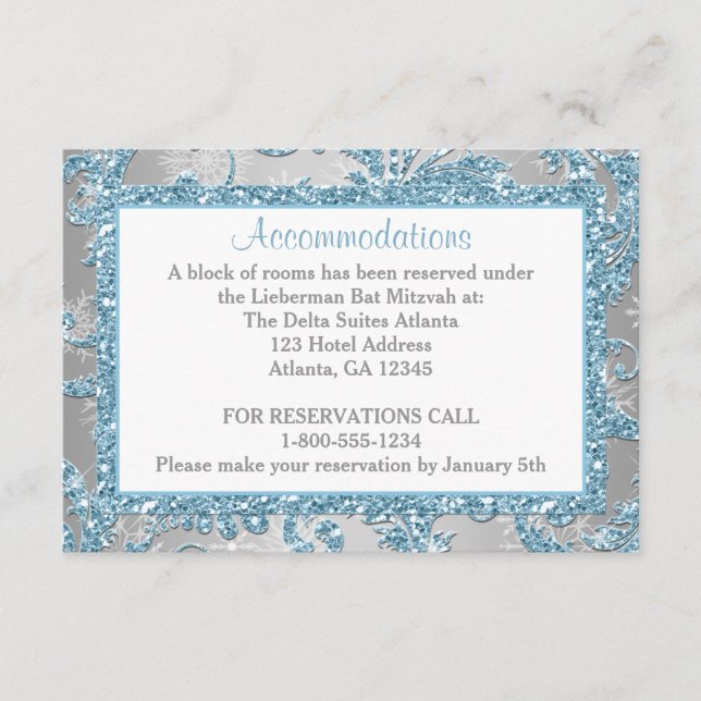 Carte D'accompagnement Boîtier Bat mitzvah Winter Wonderland 2 (Devant)