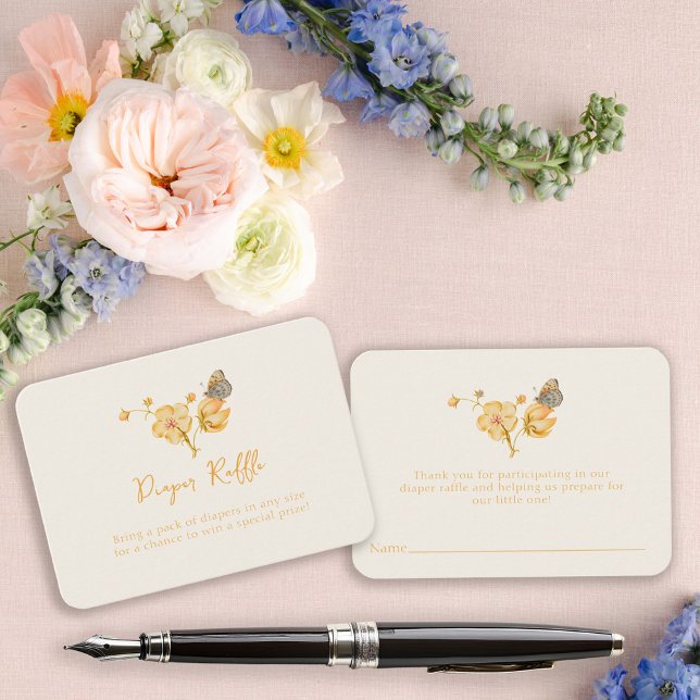 Carte D'accompagnement Boîtier de Baby shower à papillon Fleur sauvage ja (Créateur téléchargé)