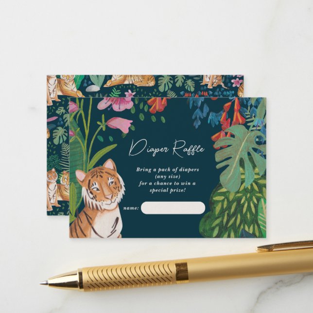 Carte D'accompagnement Boîtier de Baby shower de couches Safari Tiger (Devant/Arrière en situation)