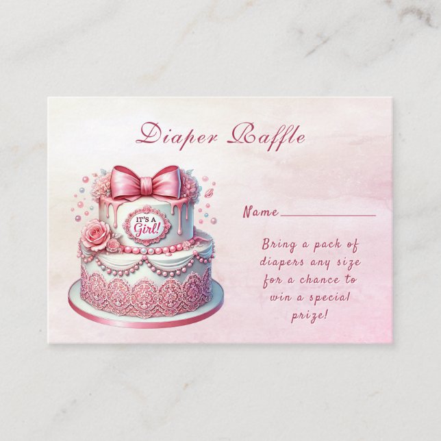 Carte D'accompagnement Boîtier de Baby shower de la cave rose de gâteau (Devant)
