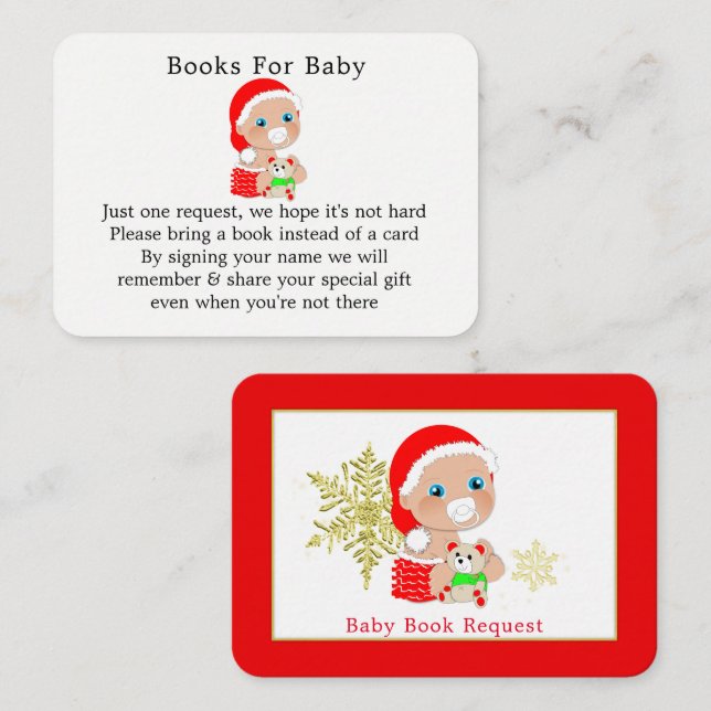 Carte D'accompagnement Boîtier de demande de Baby shower de Noël Père Noë (Devant / Derrière)