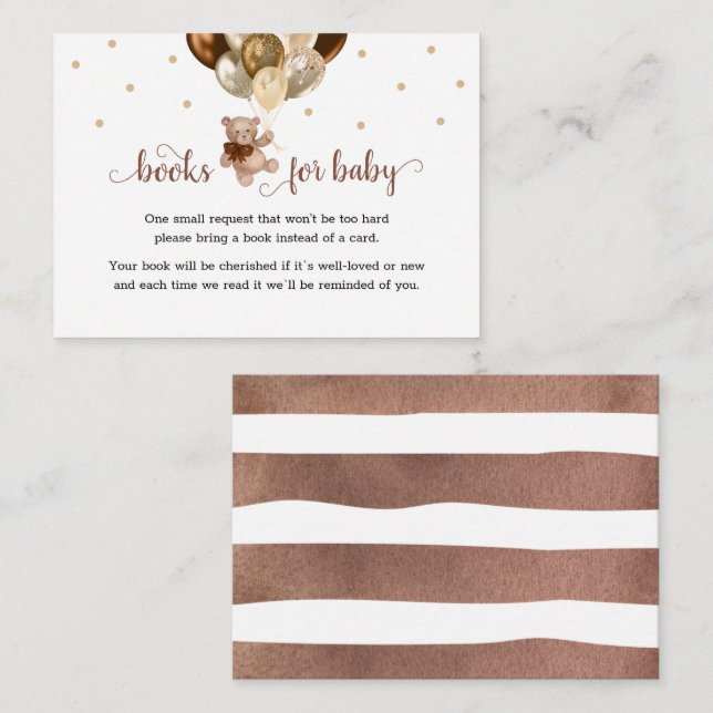 Carte D'accompagnement Boîtier de demande de Baby shower du carnet d'ours (Devant / Derrière)