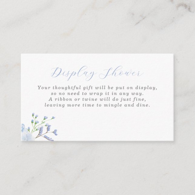 Carte D'accompagnement Boîtier de douche à Baby shower floral bleu C (Devant)