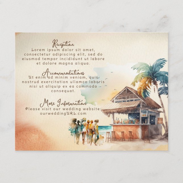 Carte D'accompagnement Boîtier de mariage Watercolor Beach (Devant)