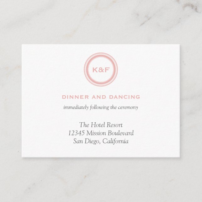 Carte D'accompagnement Boîtier de réception de mariage rose pâle (Devant)