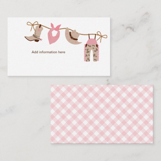 Carte D'accompagnement Boîtier d'informations sur le Baby shower de fille (Devant / Derrière)