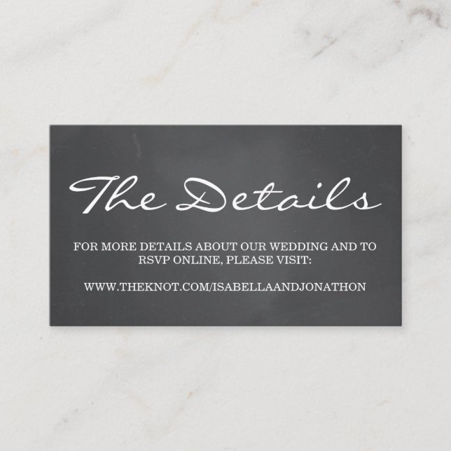 Carte D'accompagnement Boîtier du site Web du Mariage Arrière - plan Chal (Devant)