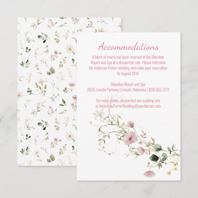 Carte D'accompagnement Boîtier floral rose pâle (Devant / Derrière)