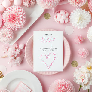 Carte D'accompagnement Boîtier rsvp coeur rose romantique